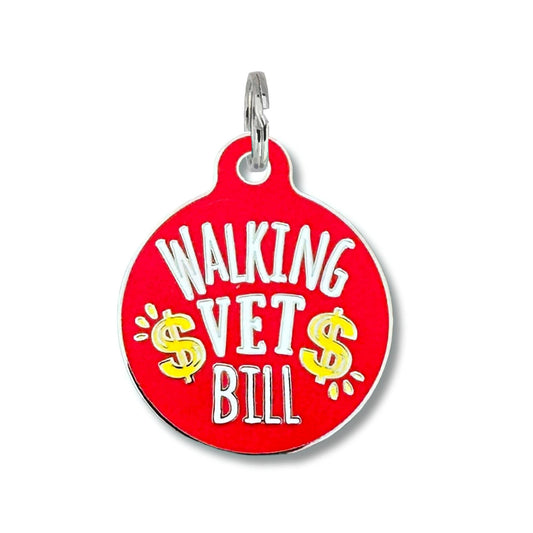 Funny Dog Tag with Personalized QR Code - Walking Vet Bill