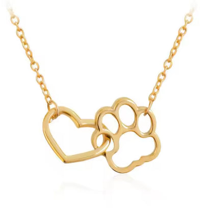 Heart & Paw Print Pendant Necklace