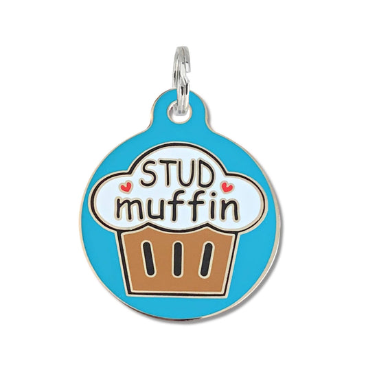 Dog ID Tag with Personalized QR Code Stud Muffin