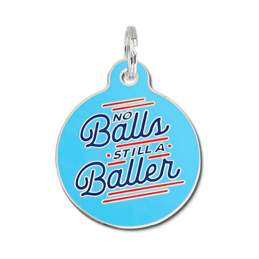 Funny Dog Tag with Personalized QR Code - No Balls Still a Baller 