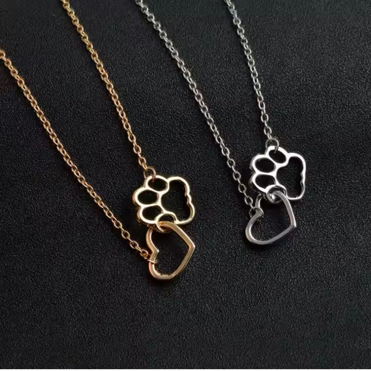 Heart & Paw Print Pendant Necklace