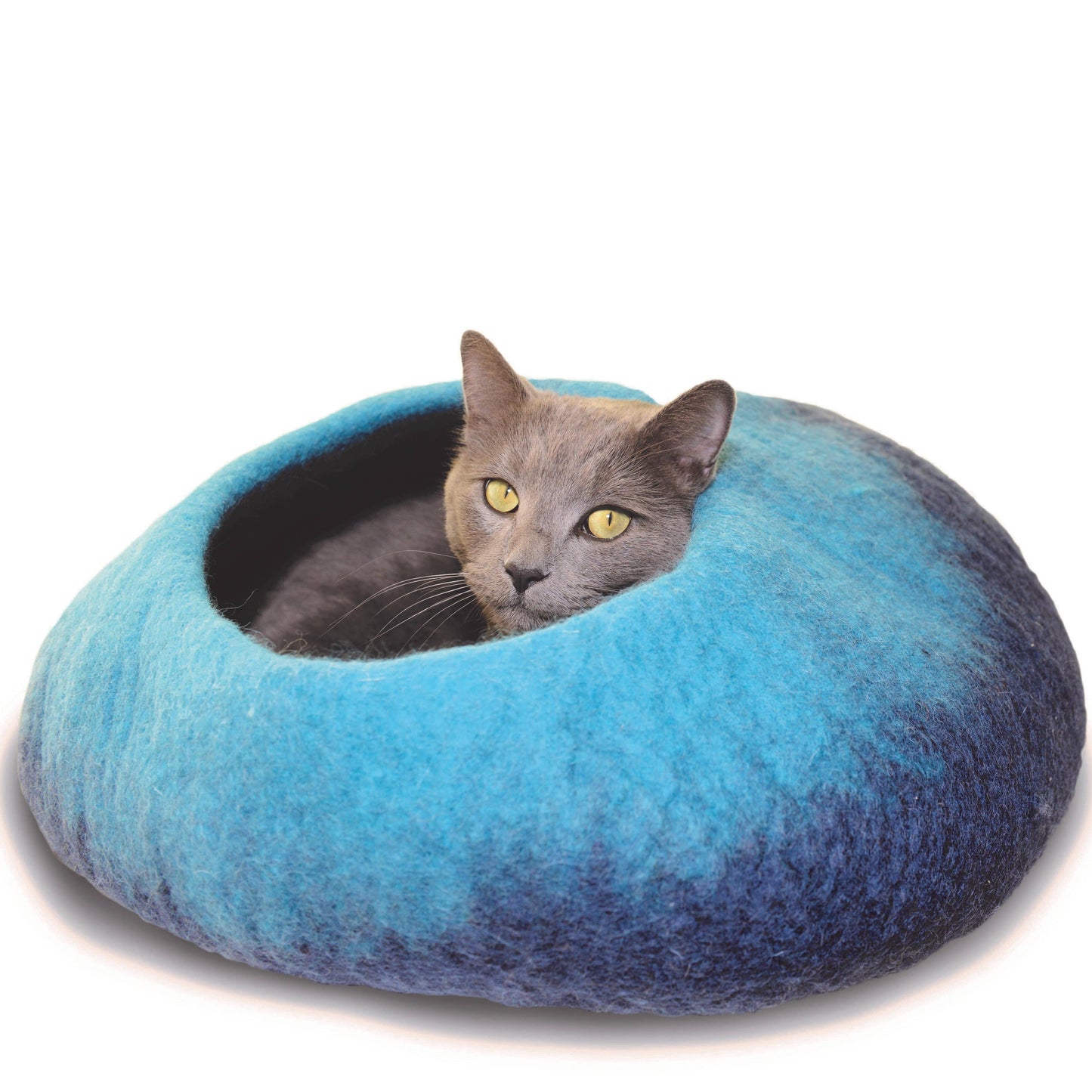 Ombre Wool Pet Cave, Navy & Turquoise