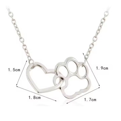 Heart & Paw Print Pendant Necklace