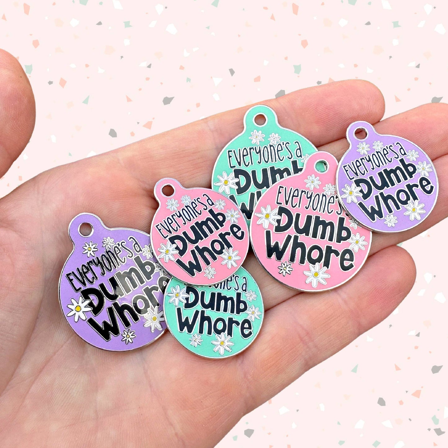 Dog ID Tag with Personalized QR Code - Everyone's a Dumb Whore