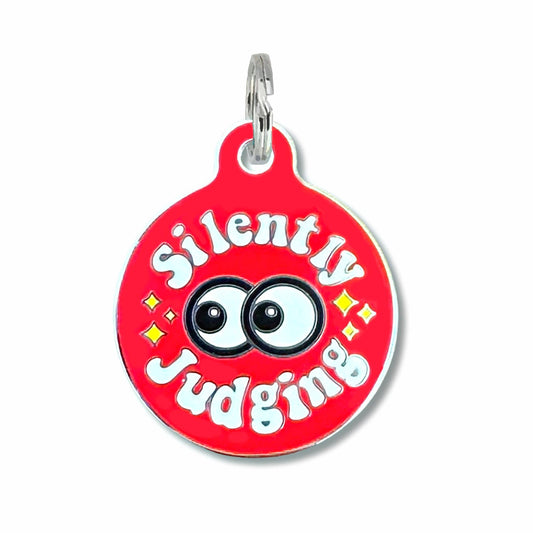 Funny Dog Tag with Personalized QR Code - Silently Judging