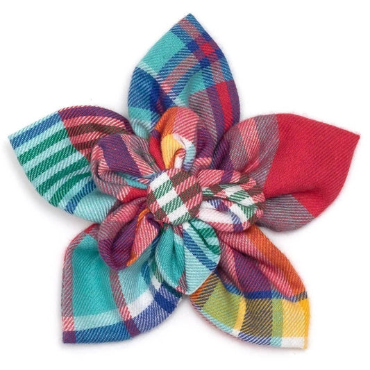 Coral Multi-Plaid Flower