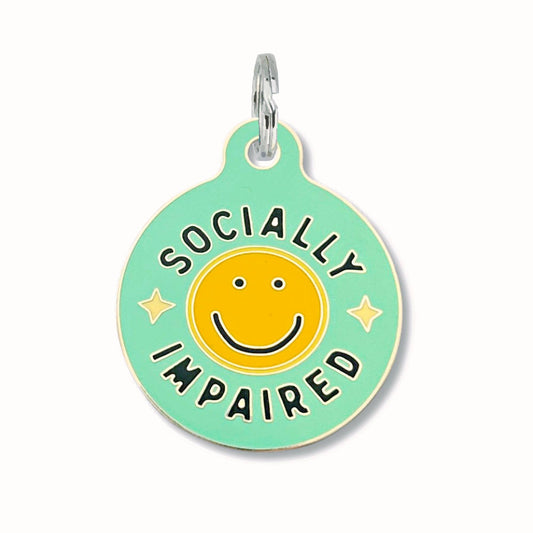 Funny Dog Tag w/ Personalized QR Code - Socially Impaired