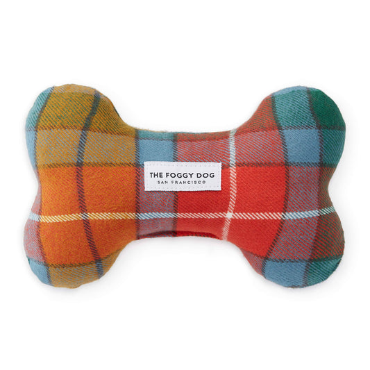 Buchanan Plaid Flannel Fall Dog Bone Squeaky Toy