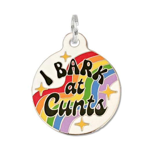 Funny Dog Tag with Personalized QR Code - I Bark at Cunts