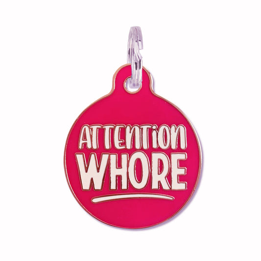 Funny Dog Tag with Personalized QR Code - Attention Whore