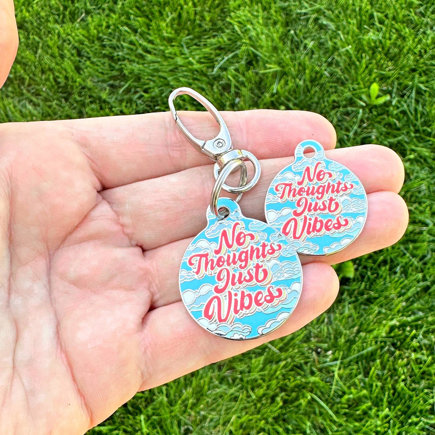 Dog ID Tag w/ Personalized QR Code - No Thoughts Just Vibes