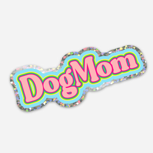 Cute Neon Glitter Dog Mom Sticker