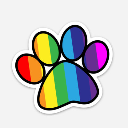 Pride Rainbow Paw Print Vinyl Sticker