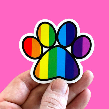 Pride Rainbow Paw Print Vinyl Sticker