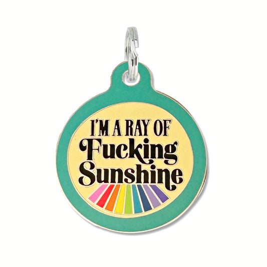 Funny Dog Tag with Personalized QR - Ray of Fucking Sunshine